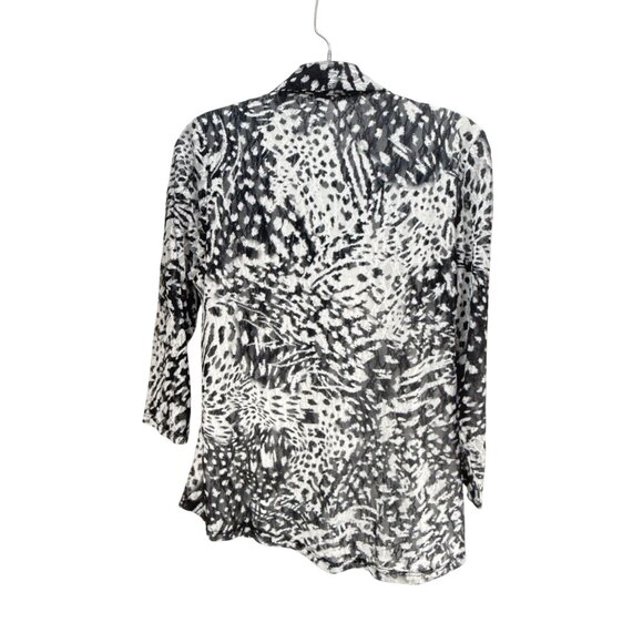 Cable and Gauge Button Down Shirt Black White Long Sleeve Animal Print Top S - Picture 7 of 9